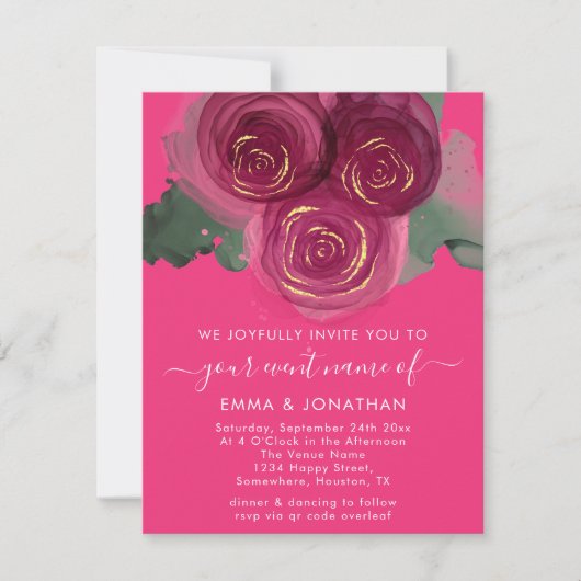 Carte Rose Floral QR Code Bourgogne Marsala Candy (Devant)