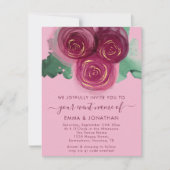 Carte Rose Floral QR Code Bourgogne Marsala rose (Devant)