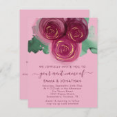 Carte Rose Floral QR Code Bourgogne Marsala rose (Devant / Derrière)