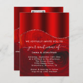 Carte Rose Floral QR Code Fleurs Roses Rouge Moderne (Devant / Derrière)