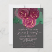 Carte Rose Floral QR Code Graphite Bourgogne Marsala (Devant)