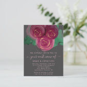 Carte Rose Floral QR Code Graphite Bourgogne Marsala (Debout devant)