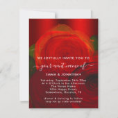 Carte Rose Floral QR Code Vin rouge Élégant (Devant)