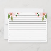 Carte rose florale de recette de Fête de la mariée (Dos)