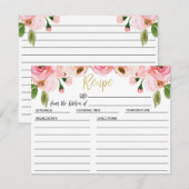 Carte rose florale de recette de Fête de la mariée (Devant / Derrière)