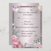 Carte Rose Florale Et Papillon (Devant / Derrière)