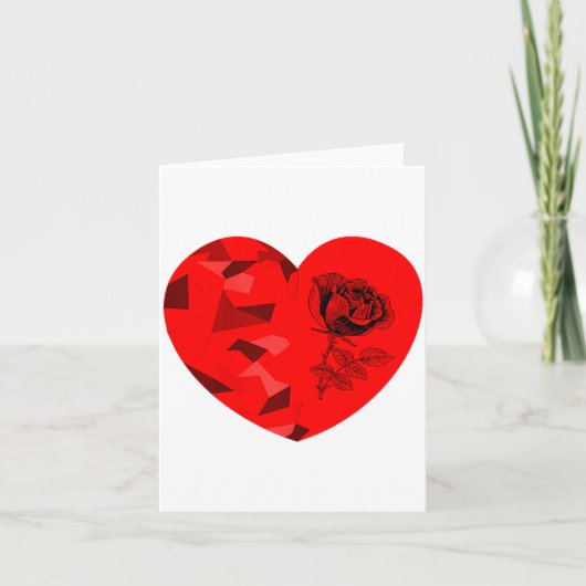 Carte Rose Flower Valentine Red Heart  (Devant)