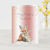Carte Rose Fox Deer Love Glitter Sweetheart Christmas (Fleur jaune)