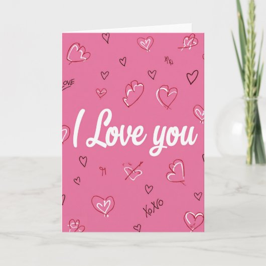 Carte Rose Fuchsia Je T'Aime (Devant)