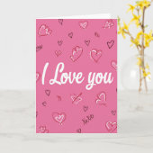 Carte Rose Fuchsia Je T'Aime (Fleur jaune)