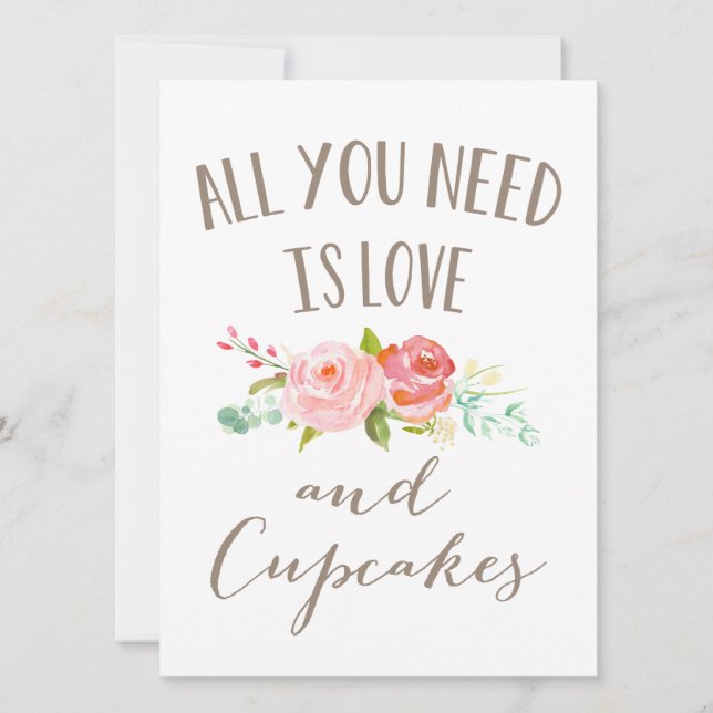 Carte Rose Garden Floral Amour et Cupcakes (Devant)