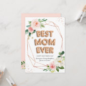 Carte Rose Gold Balloon Floral Meilleure Maman Jour des  (Devant/Arrière en situation)
