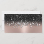 Carte Rose Gold Black Parties scintillant Salon Spa Cert (Devant)