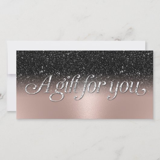 Carte Rose Gold Black Parties scintillant Salon Spa Cert (Devant)