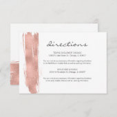 Carte rose Gold Brushstroke Bat mitzvah Directions (Devant / Derrière)