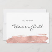 Carte Rose Gold Brushstroke Be My Flower Girl (Devant)