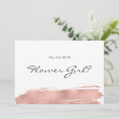 Carte Rose Gold Brushstroke Be My Flower Girl (Debout devant)