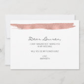 Carte Rose Gold Brushstroke Be My Flower Girl (Dos)