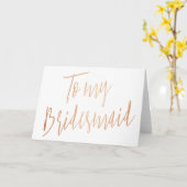 Carte Rose Gold Chic Moderne à ma demoiselle d'honneur (Fleur jaune)