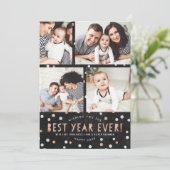 Carte Rose Gold Confetti meilleure année jamais! Photoca (Debout devant)