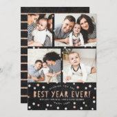 Carte Rose Gold Confetti meilleure année jamais! Photoca (Devant / Derrière)