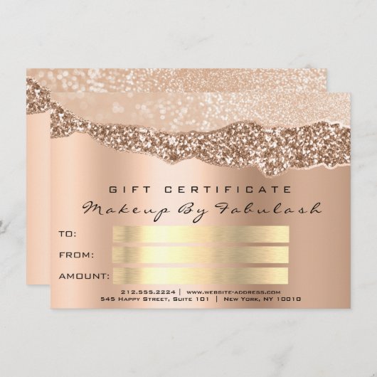 Carte Rose Gold Confetti QR Code Logo Beauté Studio Nail (Devant / Derrière)