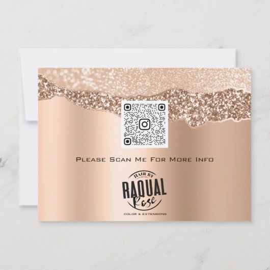 Carte Rose Gold Confetti QR Code Logo Beauté Studio Nail (Dos)
