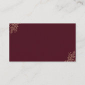 Carte rose Gold et Bourgogne Mariage Website Card (Dos)