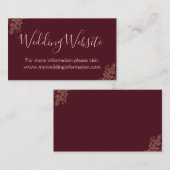 Carte rose Gold et Bourgogne Mariage Website Card (Devant / Derrière)