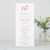 Carte Rose Gold Eucalyptus Elegant Chic Wedding Programm (Debout devant)