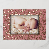 Carte rose Gold Faire-part de naissance Foil (Recto)