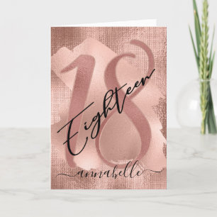 Carte Rose Gold Faux Foil 18e anniversaire