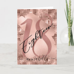 Carte Rose Gold Faux Foil 18e anniversaire