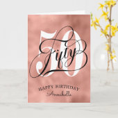 Carte Rose Gold Faux Foil 50e anniversaire (Fleur jaune)
