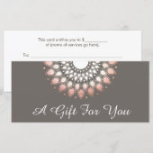 Carte Rose Gold Floral Mandala Spa Certificat cadeau (Devant / Derrière)