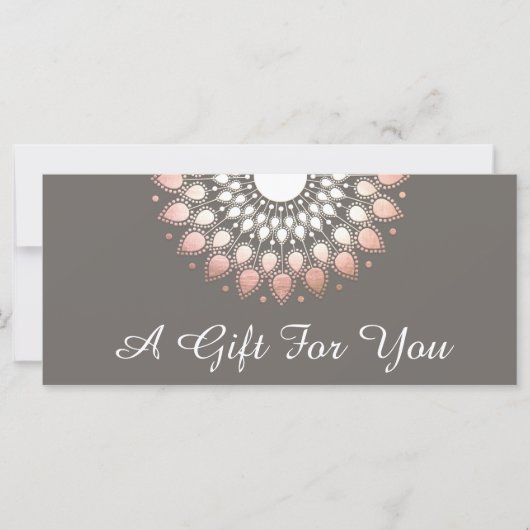Carte Rose Gold Floral Mandala Spa Certificat cadeau (Devant)