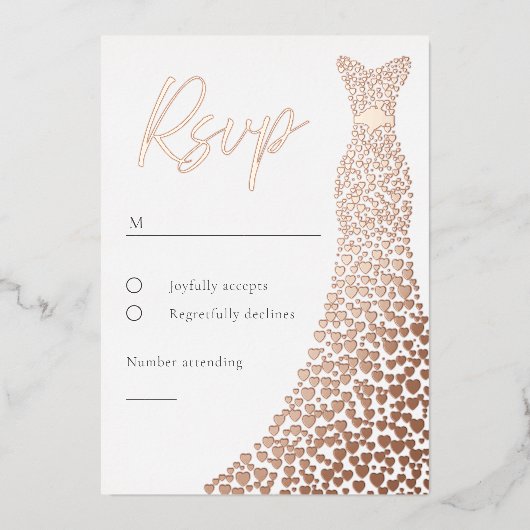 Carte rose Gold Foil Bride ou RSVP Anniversaire (Recto)