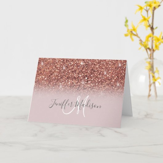 Carte Rose Gold Glitter Drips (Fleur jaune)