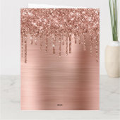 Carte Rose Gold Glitter Drips Metallic Merry Christmas (Dos)