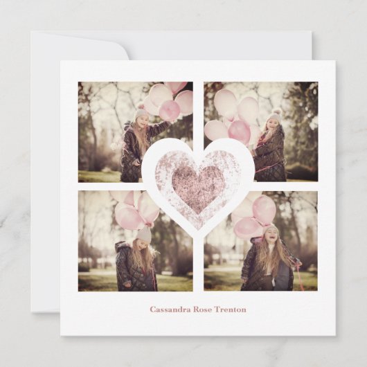 Carte Rose Gold Heart Fille tendance Tous les anniversai (Devant)