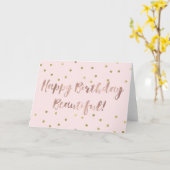 Carte Rose Gold Joyeux Anniversaire Gold Confetti (Fleur jaune)