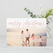 Carte rose Gold Joyeux Noël Script (Debout devant)