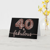 Carte Rose Gold Léopard Balloon Numéro 40 et Fabuleux (Fleur jaune)