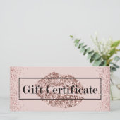 Carte Rose Gold Lips Blush Pink Salon Certificats cadeau (Debout devant)