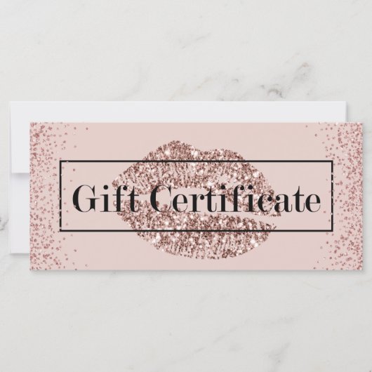 Carte Rose Gold Lips Blush Pink Salon Certificats cadeau (Devant)