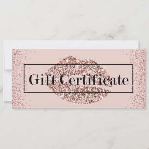 Carte Rose Gold Lips Blush Pink Salon Certificats cadeau