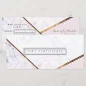 Carte Rose Gold Marble Swirl & Blush Certificat cadeau (Devant / Derrière)
