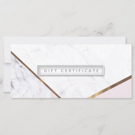 Carte Rose Gold Marble Swirl & Blush Certificat cadeau (Devant)