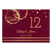 Carte rose Gold Marsala Wine Stains Table Numéro (Dos)