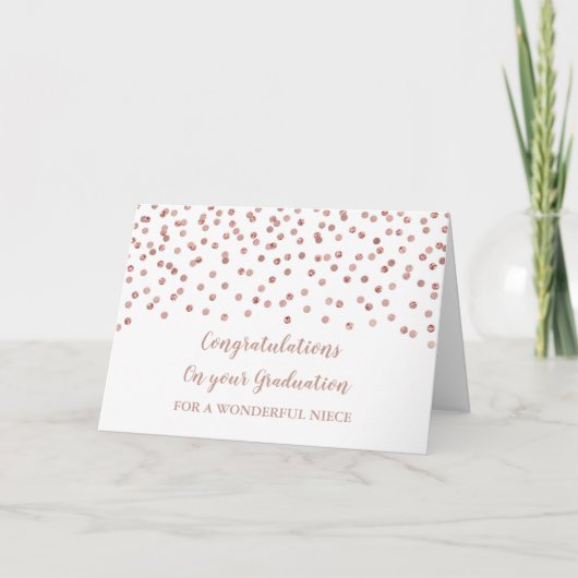 Carte Rose Gold Niece Félicitations Graduation (Devant)
